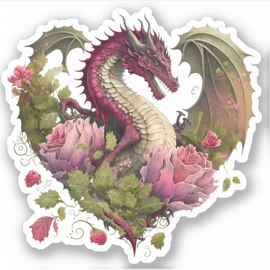 Valentijnsdag Dragon Heart Sticker (Voorkant)