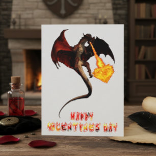 Valentijnsdag Draken Vlam Hart Briefkaart