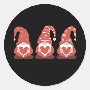 Valentijnsdag Drie Schattige Kabouters Die Hart Va Ronde Sticker