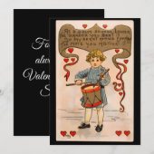 Valentijnsdag Drummer Boy Vintage Feestdagenkaart (Voorkant / Achterkant)