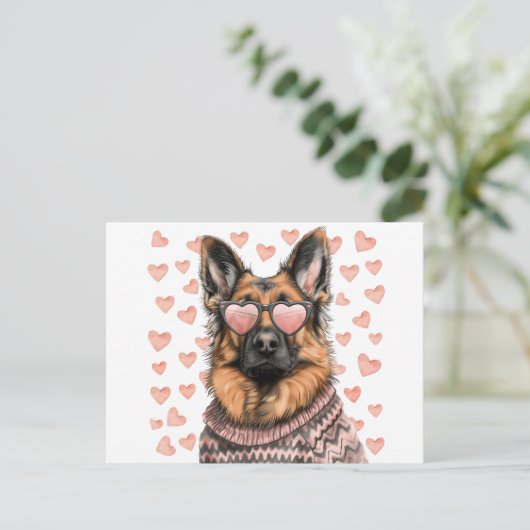 Valentijnsdag Duitse herder Briefkaart (Staand voorkant)
