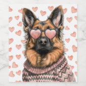 Valentijnsdag Duitse herder Wijn Etiket (Enkel label)