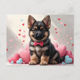 Valentijnsdag Duitse Herders Puppy met Hartjes Feestdagenkaart
