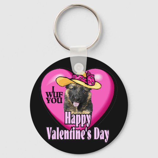Valentijnsdag Duitse Herdershond Sleutelhanger (Voorkant)