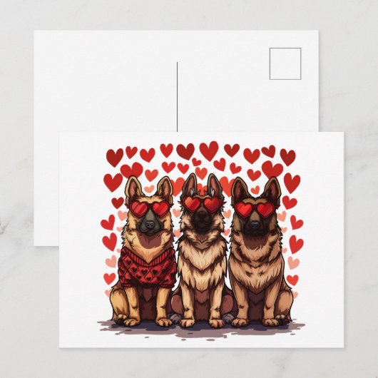 Valentijnsdag Duitse herdershonden Briefkaart (Voorkant / Achterkant)