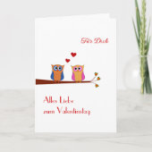 Valentijnsdag duitse schattige uil Holiday Kaart (Voorkant)