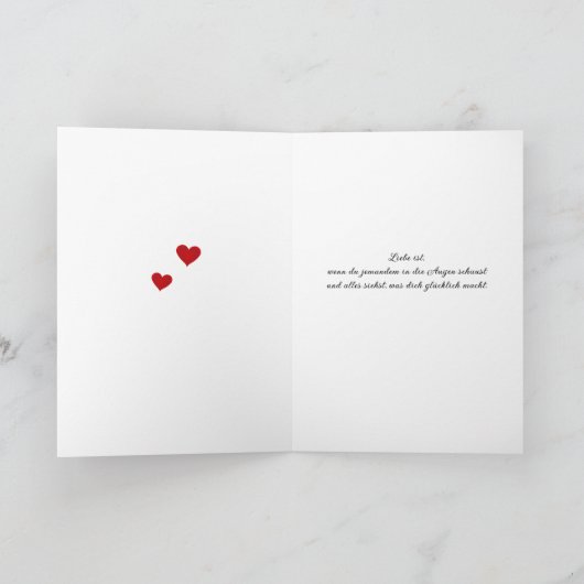 Valentijnsdag duitse schattige uil Holiday Kaart (Binnen)