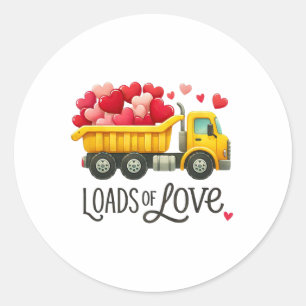 Valentijnsdag dump truck ladingen van liefde peute ronde sticker