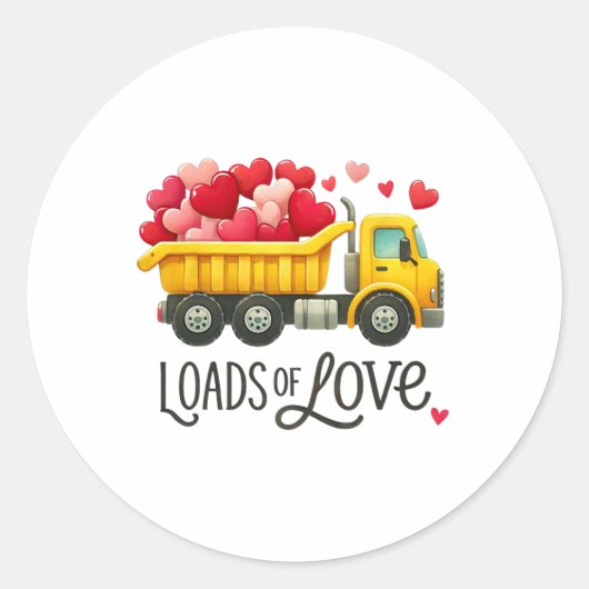 Valentijnsdag dump truck ladingen van liefde peute ronde sticker (Voorkant)