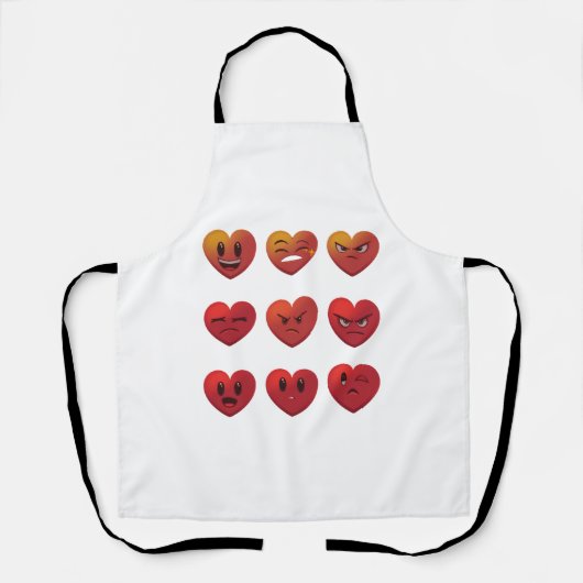 Valentijnsdag Dwaze Gezichten Harten Grappig Schort (Voorkant)