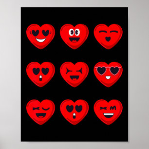 Valentijnsdag Dwaze Gezichten Harten Grappige Tien Poster