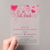 Valentijnsdag Eat, Drink & Love Party Acryl Uitnodigingen (Insitu (Draagbaar))