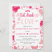 Valentijnsdag Eat, Drink & Love Party Kaart (Voorkant)
