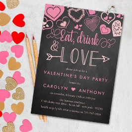 Valentijnsdag Eat, Drink & Love Party Kaart