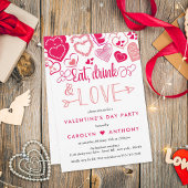 Valentijnsdag Eat, Drink & Love Party Kaart