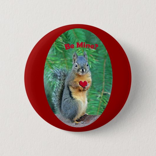 Valentijnsdag Eekhoorn Ronde Button 5,7 Cm (Voorkant)