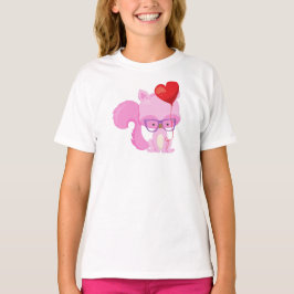 Valentijnsdag eekhoorn, roze eekhoorn, bril t-shirt