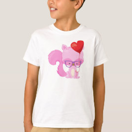 Valentijnsdag eekhoorn, roze eekhoorn, bril t-shirt