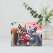 Valentijnsdag Eekhoorns met Hart Feestdagenkaart (Staand voorkant)