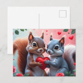 Valentijnsdag Eekhoorns met Hart Feestdagenkaart (Voorkant / Achterkant)