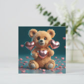 Valentijnsdag een knuffelbeer feestdagenkaart (Staand voorkant)