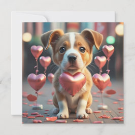 Valentijnsdag een leuk klein hondje feestdagenkaart