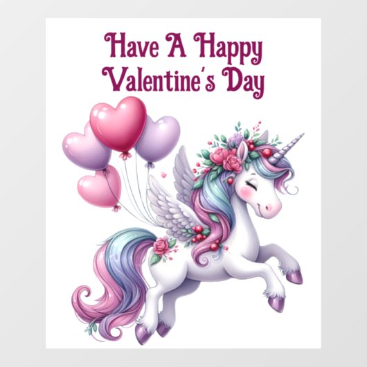 Valentijnsdag Eenhoring Ramensticker Raamsticker (Vel)