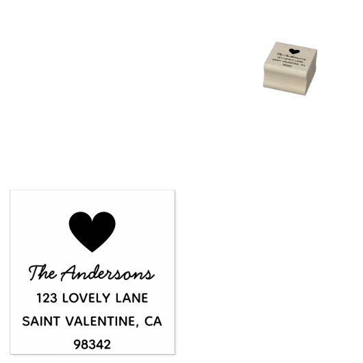 Valentijnsdag Eenvoudig Modern Hart Retouradres Rubberstempel (Gestempeld)