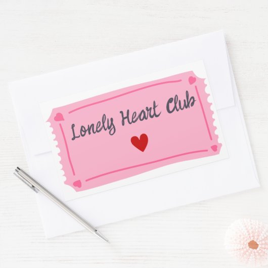 Valentijnsdag Eenzame Harten Club Rechthoekige Sticker (Envelop)