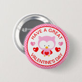 Valentijnsdag eetbaar in Cute Pink Owl en Hearts Ronde Button 5,7 Cm (Voorkant /achterkant)