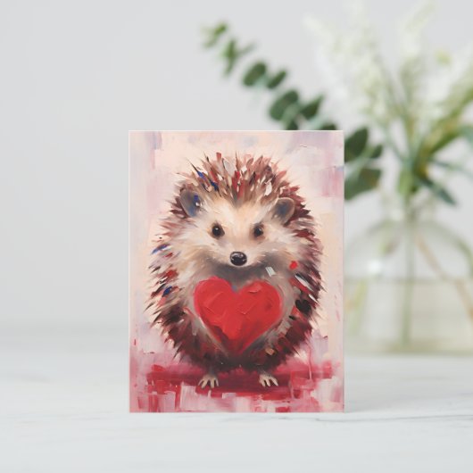 Valentijnsdag egel briefkaart (Staand voorkant)