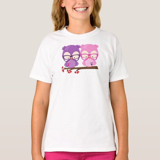 Valentijnsdag Eigenaren, Roze Owl, Paarse Owl, Har T-shirt (Voorkant)