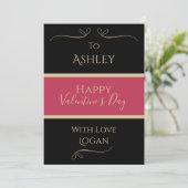 Valentijnsdag - Elegant Black Gold Red op maat Feestdagenkaart (Staand voorkant)