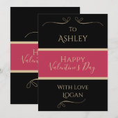Valentijnsdag - Elegant Black Gold Red op maat Feestdagenkaart (Voorkant / Achterkant)
