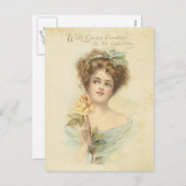  Valentijnsdag Elegant Lady Yellow Rose Feestdagenkaart (Voorkant / Achterkant)