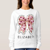 Valentijnsdag Elegant Roze Hart Coquette Bow Trui (Voorkant)