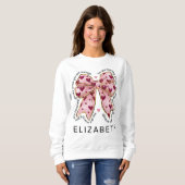 Valentijnsdag Elegant Roze Hart Coquette Bow Trui (Voorkant volledig)