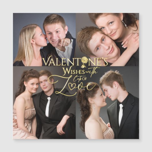Valentijnsdag Elegante Gouden Fotocollage (Voorkant)
