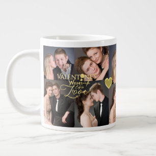 Valentijnsdag Elegante Gouden Fotocollage Grote Koffiekop