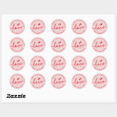 Valentijnsdag elegante script roze en rood ronde sticker (Vel)