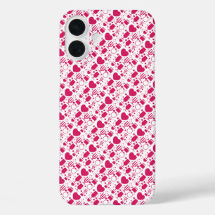 Valentijnsdag elementen patronen iPhone 16 plus hoesje