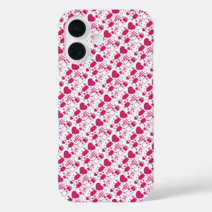 Valentijnsdag elementen patronen iPhone 16 hoesje