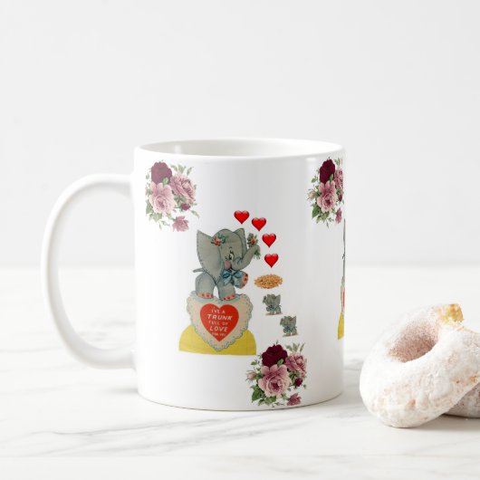 Valentijnsdag Elephant Floral Mokken (Met donut)