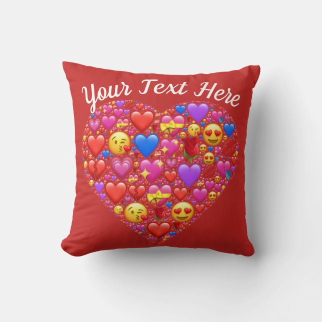 Valentijnsdag Emoji Love Sjabloon Custom Kussen (Voorkant)