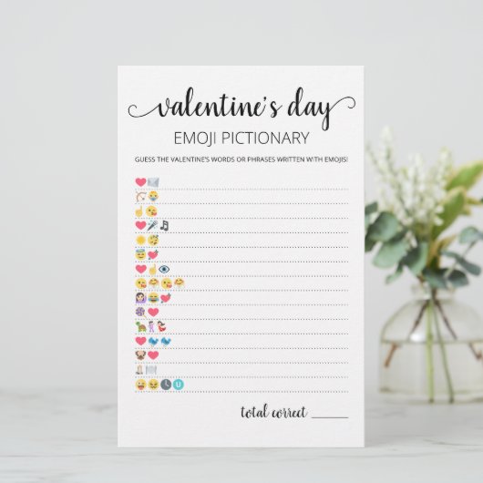 Valentijnsdag Emoji Pictionary game met Answers (Staand voorkant)