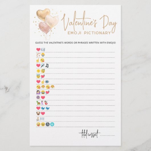 Valentijnsdag Emoji Pictionary game met Answers (Voorkant)