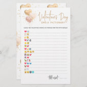 Valentijnsdag Emoji Pictionary game met Answers (Voorkant / Achterkant)