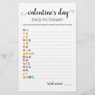 Valentijnsdag Emoji Pictionary spel met Antwoorden