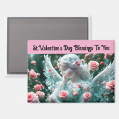 Valentijnsdag engel met Rozen magneet (Voorkant / Achterkant)