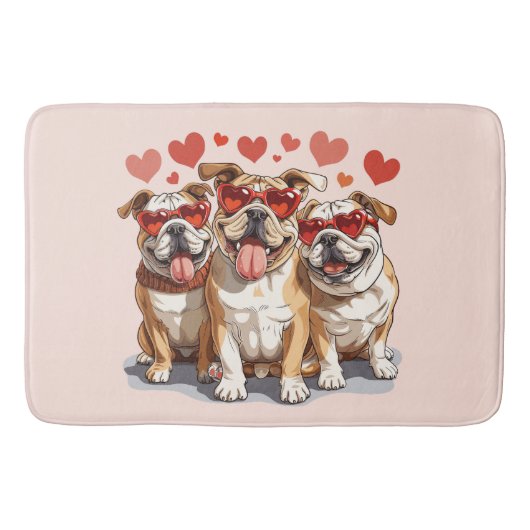 Valentijnsdag Engelse Bulldog Badmat (Voorkant)